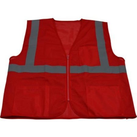 PETRA ROC INC Petra Roc Special Identification Vest, Polyester Mesh, Zipper Closure, Red, 4XL/5XL RVM-S1-4X/5X